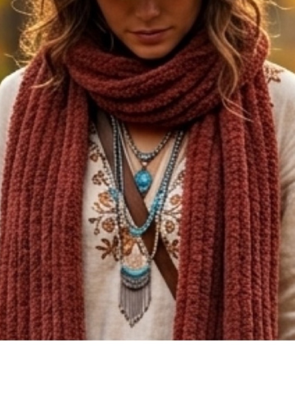 Altar'd State Oversized Plush Knit Scarf in Warm Rust